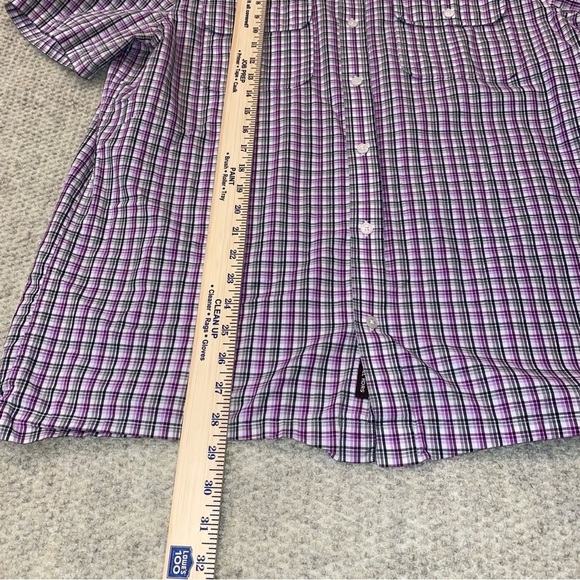 MICHAEL KORS SHORT SLEEVE PLAIDED BUTTON UP SHIRT MEN SIZE XL PURPLE BLACK GREY - Picture 4 of 9